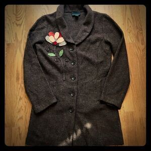 Brown felted wool Cynthia rowley sweater jacket M